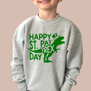 Boys St. Patrick’s Day Dinosaur Sweatshirt, Lucky Dinosaur Toddler Sweater for kids, Green St. Patrick’s Day long sleeve Tee Shirt
