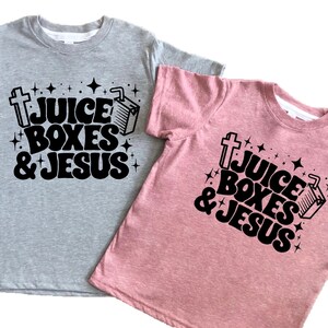 Maglietta per bambini Juice Boxes and Jesus, maglietta cristiana per bambini, maglietta biblica di fede religiosa per neonati, bambini piccoli, ragazzi e ragazze