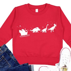Boys Christmas Dinosaur Sweatshirt, Holiday Dinosaur Sleigh Toddler Sweater, Dinosaur Christmas shirt for kids, boys, girls, men, women