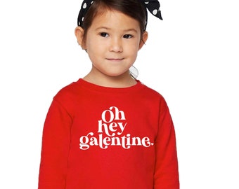 Oh Hey Galentine Girls Valentine Crewneck Sweatshirt - Galentine Fleece Pullover - Valentinstag Girly Sweatshirt für Kleinkinder, Kinder, Erwachsene