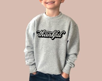 Sudadera con cuello redondo de agradecimiento, suéter polar retro con mensaje de agradecimiento para Acción de Gracias para niños, niñas, hombres o mujeres