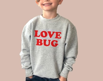 Love Bug Kids Sweatshirt - Valentine Sweater- Valentines Day Kids T-Shirt for boys, girls and toddlers