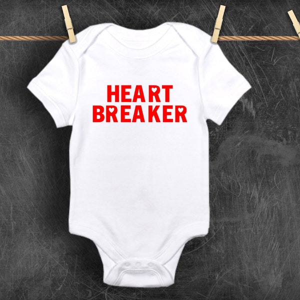 Heart Breaker Kid Valentine's Day Short Sleeve Crewneck Tee Shirt - Valentine Toddler Shirt - Heartbreaker Tee or Onesie for Boys, Girls