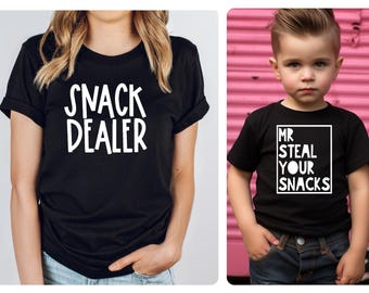 T-shirt ou sweat-shirt enfant M. Steal Your Snacks, Marchand de collations et M. Steal Your Snacks T-shirts famille assortis, T-shirts maman et moi assortis