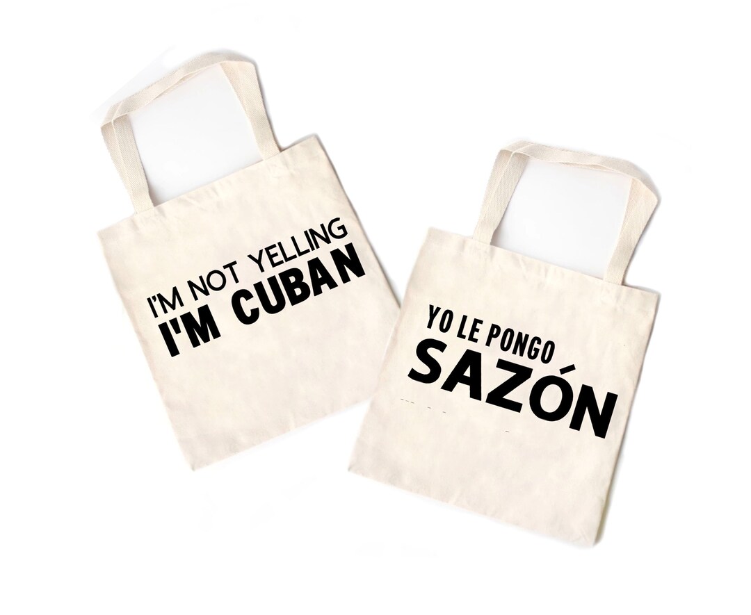 Cuban Tote Bags, Yo Le Pongo Sazon Cuba Style Canvas Shopper Book Hobo Bags, Made in the USA Etsy