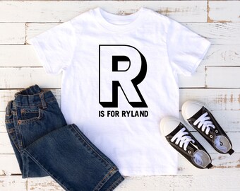 N is for Name Personalized Kids tee Shirt, A is for alphabet custom name T-Shirt for toddlers, baby, girls, boys