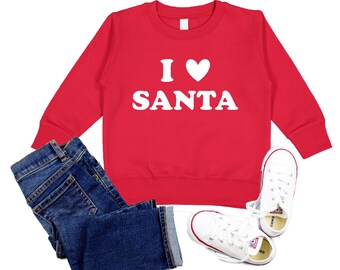 I Heart Santa Urlaub Pullover, I Love Santa Kleinkind Weihnachten Sweatshirt, Santa Bild Outfit, Weihnachten Fleece für Kinder, Jungen, Mädchen
