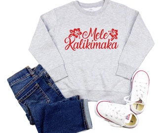 Mele Kalikimaka Suéter de lana de Navidad hawaiano, Hawaii Feliz Navidad Navidad Crewneck sudadera para niños pequeños, niños o adultos