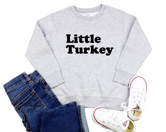 Suéter de cuello redondo para niños de Little Turkey, sudadera divertida de Acción de Gracias para niños pequeños o sudadera de vellón de Halloween para niños, niñas, niños pequeños, niños o adultos