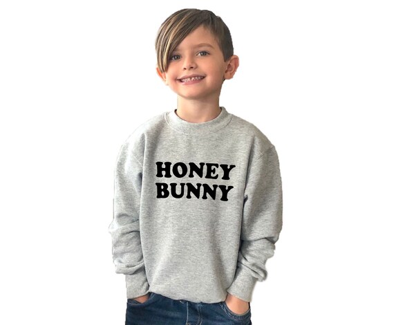 Hunny Bunny Spring Kids Crewneck Tee Shirt or Onesie Funny Toddler Shirt Honey Bunny Kids Easter Shirt