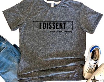 Camisa I Dissent, camisa Notorious RBG, camiseta de Ruth Bader Ginsburg, camiseta de manga corta con cuello redondo de protesta por el feminismo para niños y adultos