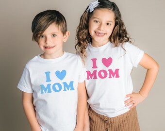 I love Mom Kids Shirt, I heart mom tee shirt, Mother’s Day T-shirt for toddlers, baby, girls, boys, Sibling Mothers Day Matching Shirts
