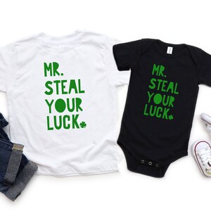 Mr. Steal Your Luck Boys St. Patricks Day Shirt,  Boy Toddlers Tee Shirt, Trendy Funny Lucky Irish Kids Tee Shirt or bodysuit