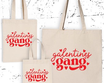 Galentines Gang Mini Small or Large Tote Bags, Galentine's Day Party Favor Treat Swag Bags, Best Selling Galentine Valentine Girl Gift Bag