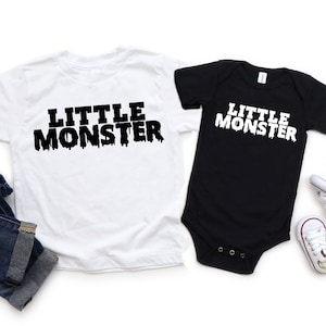 Little Monster Kids Shirt, Toddler Halloween T-Shirt, Funny Trendy Tee for Children, baby, girls, boys