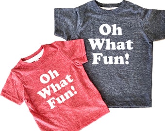 Oh What Fun Kids Christmas Shirts, Retro Jingle Bells tee shirt,  t-shirt   for toddlers, boy or girl