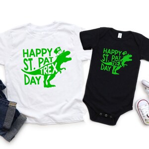 Boys St. Patrick’s Day Dinosaur Shirt, T-Rex Dinosaur Toddlers Tee Shirt, Dinosaur Leprechaun Lucky Irish Kids Tee Shirt or bodysuit