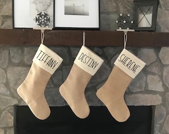 Medias navideñas personalizadas para granjas, medias de lona modernas, medias familiares personalizadas, medias navideñas para granjas