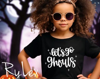 Camiseta infantil "Let's Go Ghouls", camiseta de Halloween para niñas, camiseta divertida de Halloween para niños pequeños