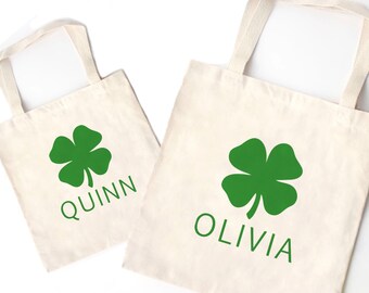 St. Patricks Day Custom Tote bag, Leprechaun Loot Gift Bag, Personalized Name Kids Favor Treat Bags for Children, Girls, Boys