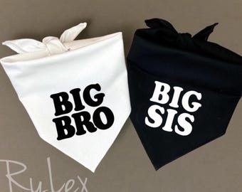 Bandana para anunciar el embarazo de tu perro, pañuelo para el cuello para mascotas Big Bro Big Sis