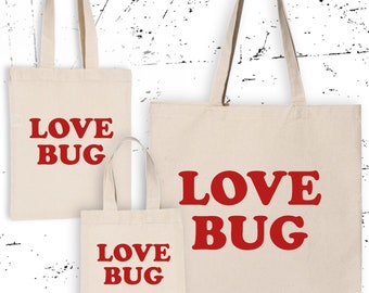 Love Bug Valentine's Day Mini Favor Swag Gift Canvas Bags, Love Bug Valentine Gift Favor Treat Party Bags for Boys, Girls, Kids or Adults
