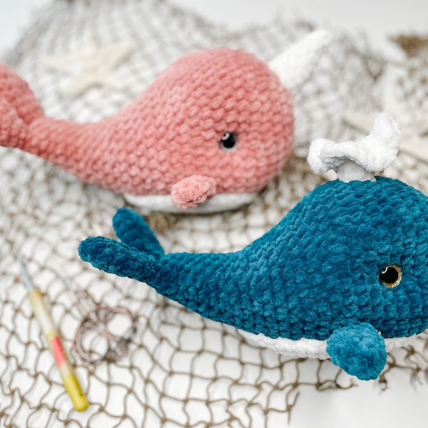 Nellie the Narwhal and Wally the Whale CROCHET PATTERN, Amigurumi Crochet Pattern, PDF