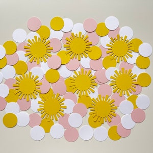 Sunshine Girl Confetti, Baby shower confetti, pink yellow confetti, First Birthday confetti, Sun Confetti, first trip around the sun