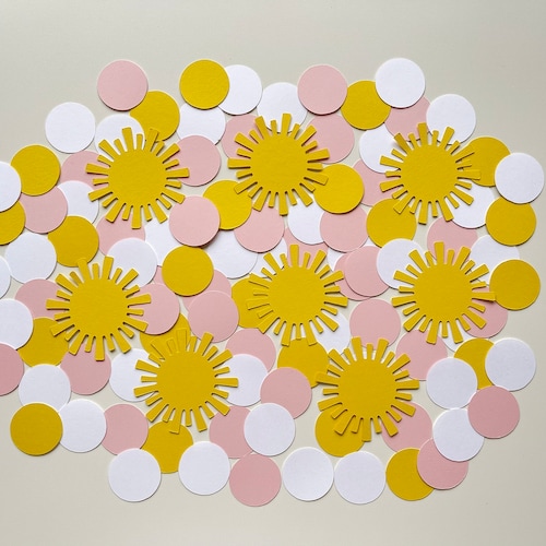 Sunshine Girl Confetti Baby Shower Confetti Pink Yellow Etsy