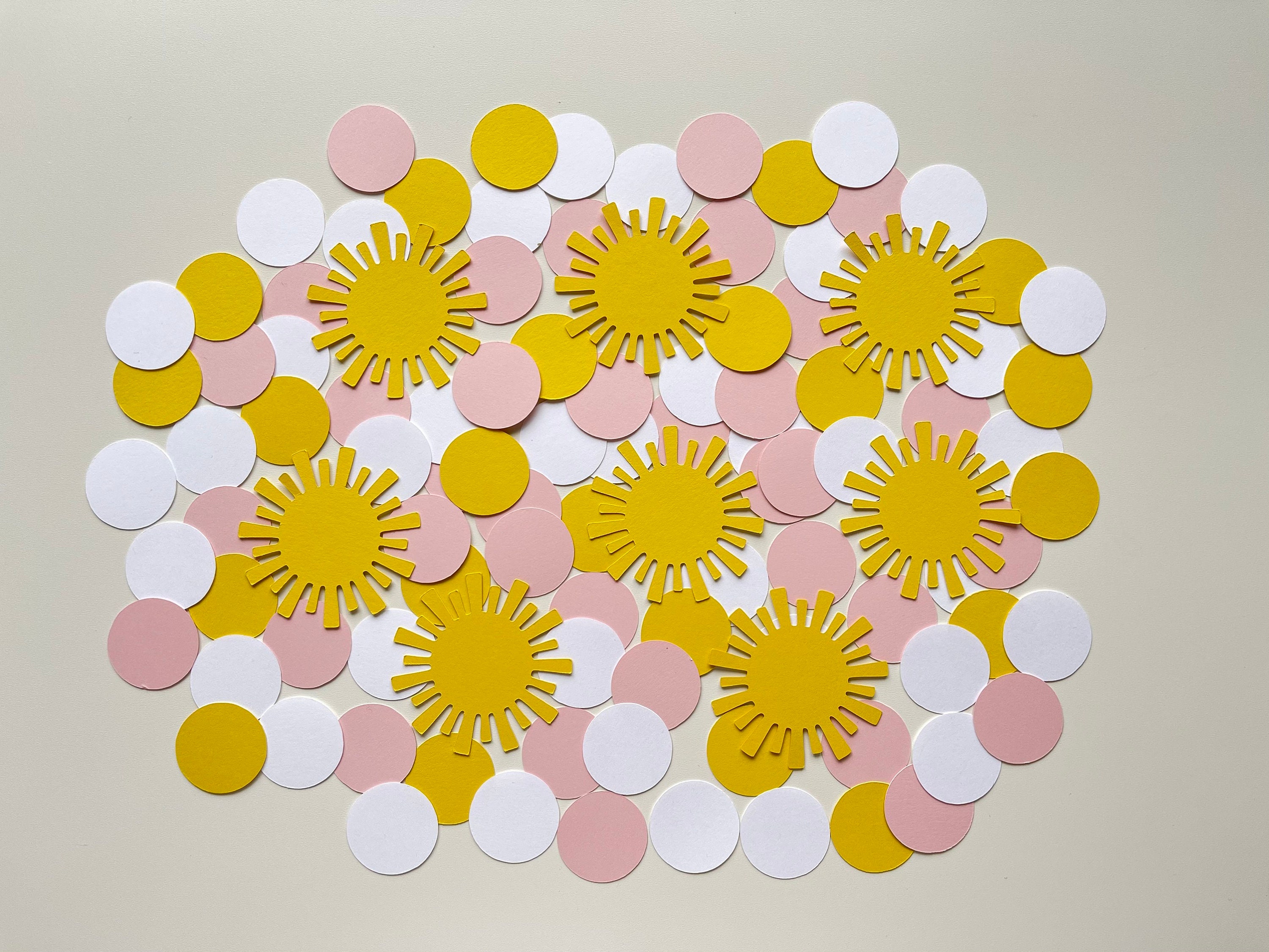 Sunshine Girl Confetti Baby shower confetti pink yellow confetti First Birthday confetti Sun Confetti first trip around the