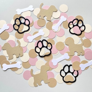 Laten we Pawty - roze puppy hond verjaardag confetti - hond thema meisje verjaardag confetti - feestbeest confetti - pootafdruk confetti