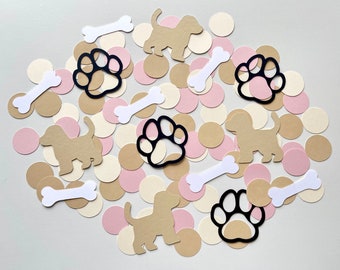 Let’s Pawty - pink puppy dog birthday confetti - dog theme girl birthday confetti - party animal confetti - paw print confetti