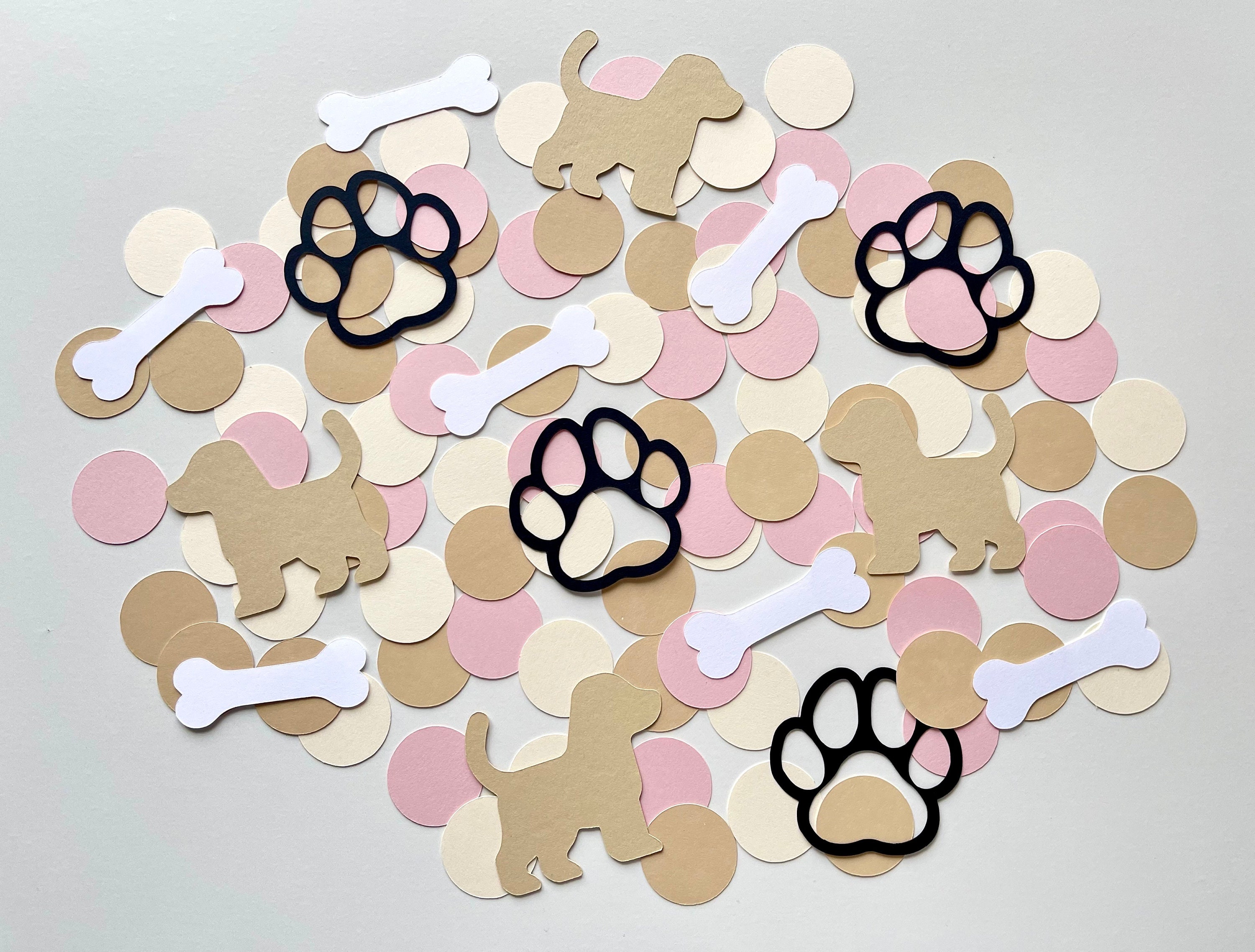 Lets Pawty pink puppy dog birthday confetti dog theme girl birthday confetti party animal confetti paw print confetti