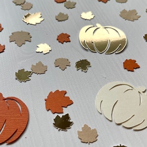 Confeti de calabaza pequeña - confeti de otoño naranja, dorado, crema y marrón - confeti de ducha de bebé de otoño, confeti de otoño personalizable
