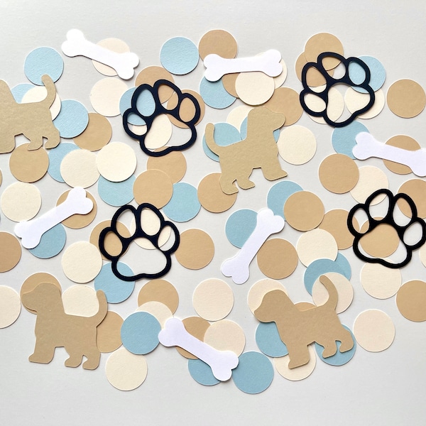 Let’s Pawty - blue puppy dog birthday confetti - boy dog theme birthday confetti - party animal confetti - paw print confetti