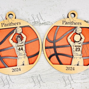 Baloncesto, Adorno de baloncesto personalizado, Archivo cortado con láser, Adorno cortado con láser, Adorno de baloncesto, Glowforge, Baloncesto masculino y femenino