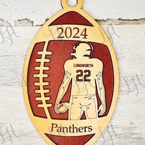 Futebol, Ornamento de futebol personalizado, Arquivo de corte a laser, Ornamento de corte a laser, Ornamento de futebol, Ornamento Glowforge, 2 camadas, Personalizado, Arte