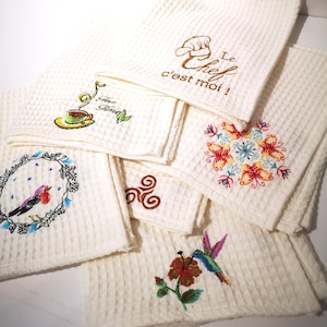 Embroidered terry cloth hand towel