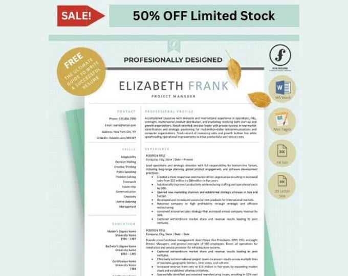 3 Page Resume Template Cover Letter and References Template for MS Word ...