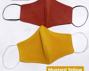 Autumn Fall Thanksgiving Earthy shade Face Mask - Reusable Fashion Contour Fitted Face Mask  (Bronze or Mustard Yellow)