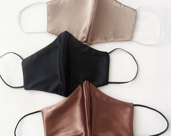 Silky Smooth soft chic face mask - Reusable, Washable, Fashion Fitted Contour, Black, Tan, Taupe, Brown, Chocolate Face Mask - Made in USA