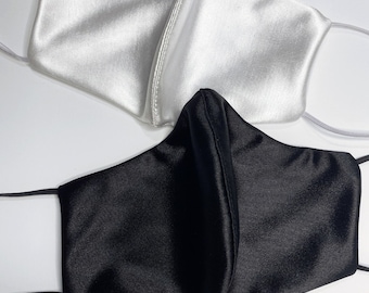 Silky Smooth soft chic face mask - Reusable, Washable, Fashion Fitted Contour, Black, and White Face Mask - Made in USA