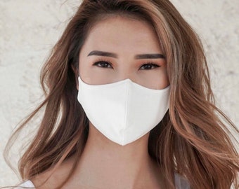 Classic Chic White - Reusable, Washable, Fitted Contour, Fabric Solid White Face Mask - Made in USA