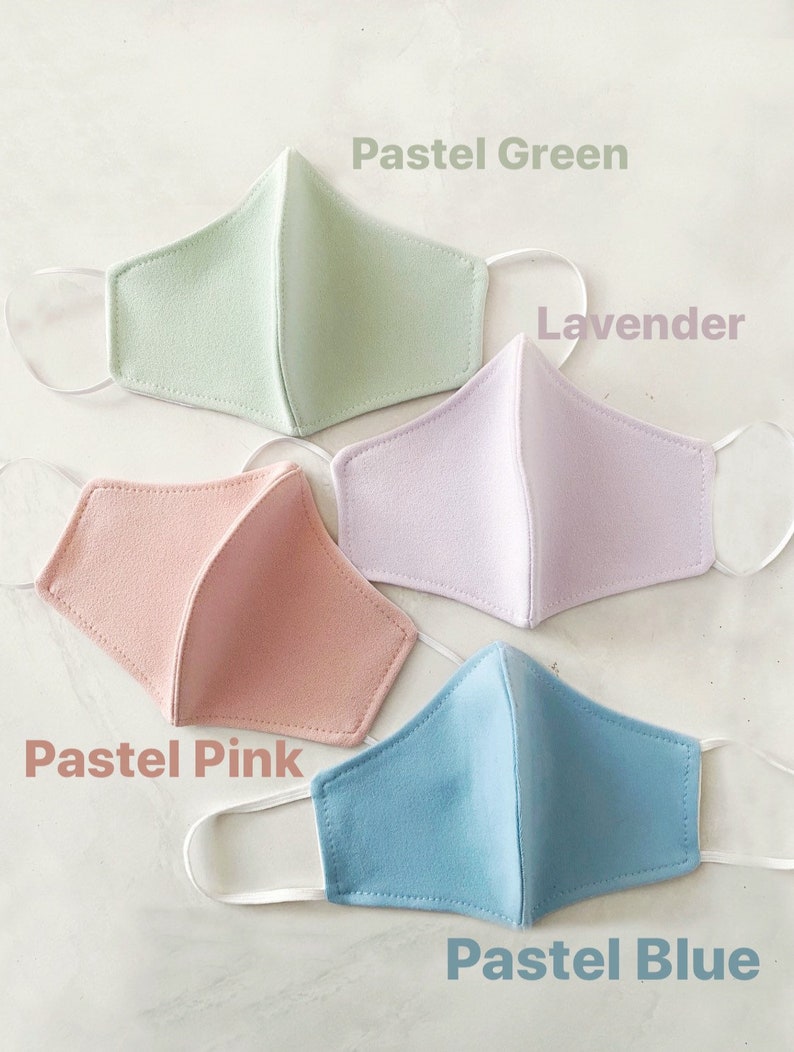 Pastel Pink, Light Blue, Mint Green, Lavender Face Mask and/or Scrunchies Reusable, Washable, Fashion Contour Fitted, stretchy Made in USA image 6