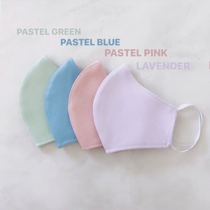 Pastel Pink, Light Blue, Mint Green, Lavender Face Mask and/or Scrunchies Reusable, Washable, Fashion Contour Fitted, stretchy Made in USA image 5
