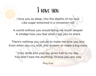 I love you poem for toddler - boy girl versions - Digital Print - Baby scrapbook - Love Letter from Mom and Dad