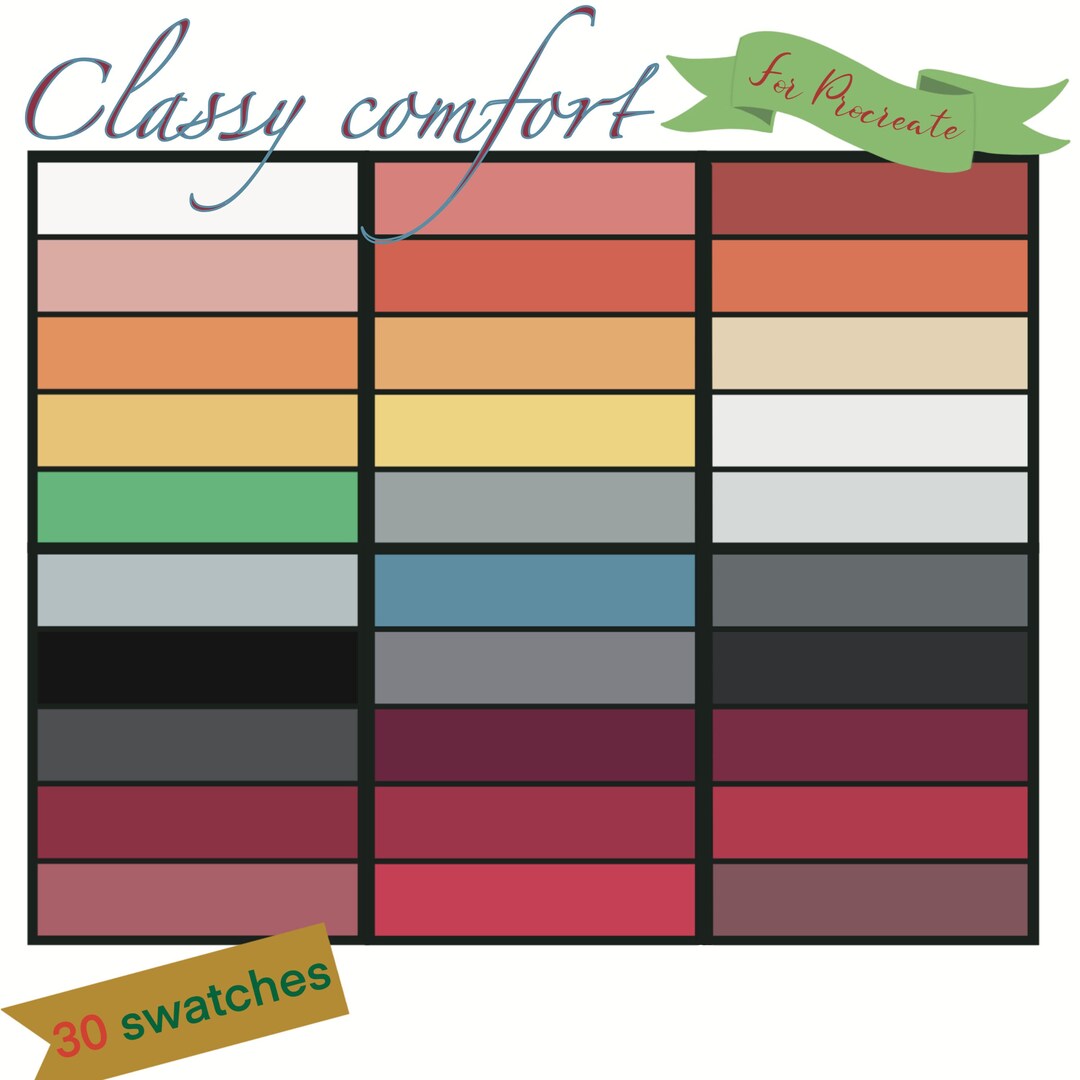 Color Palette for Procreate, Classy, Calming, 30 Swatches, Digital File ...