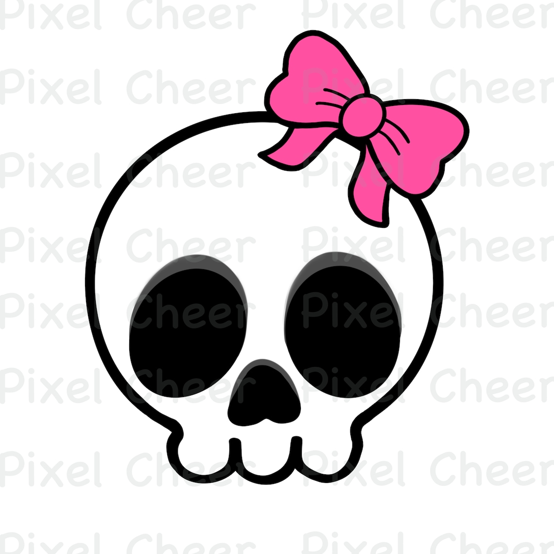 Skull Girl With Pink Bow PDF, Jpg, PNG File for Download, Clipart