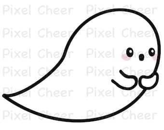 Cute Scared Ghost PDF, jpg, PNG File for Download, Clipart, Print, Crafting, DIY Projects, Digital Image, Decal, Sign, Sticker, Halloween