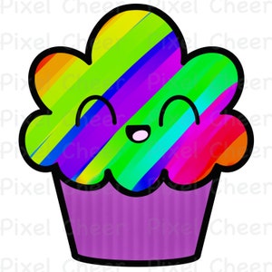 Rainbow Cupcake Clipart, Kids Nursery Decor (Digital Download)